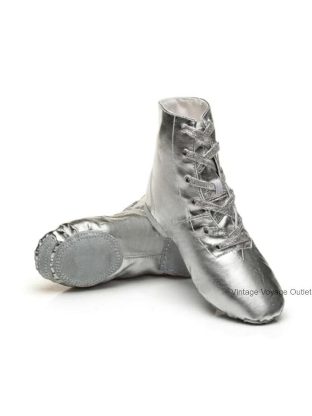 MSMAX Jazz Dance Shoes Split Sole Ankle Boots PU Leather Dance Sneakers